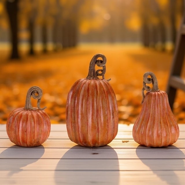 Celebrate the cozy charm of the season with this Decorative Harvest Pumpkin Set, featuring three beautifully sculpted...