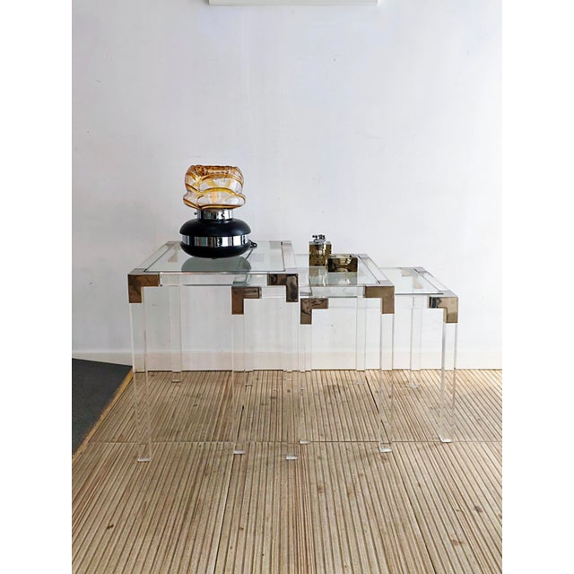 White Methacrylate Nesting Tables, 1980s, Set of 3 For Sale - Image 8 of 10