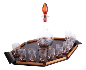 French Art Deco Liquor Set, 1930, Set of 11