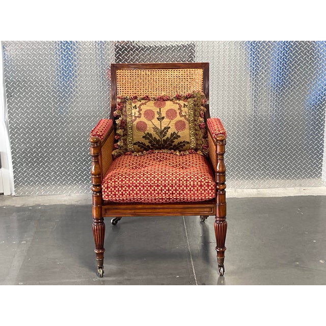Late 20th Century Regency Style Mahogany and Cane Bergere Armchair, Theodore Alexander Althorp Living History For Sale - Image 5 of 13
