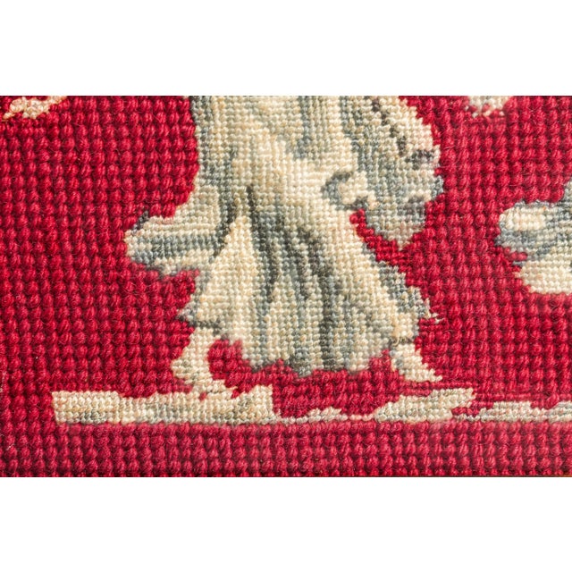 Unusual Antique Framed Needlepoint Neoclassical Dancers Grand Tour Style Wall Art Home Decor For Sale - Image 9 of 11