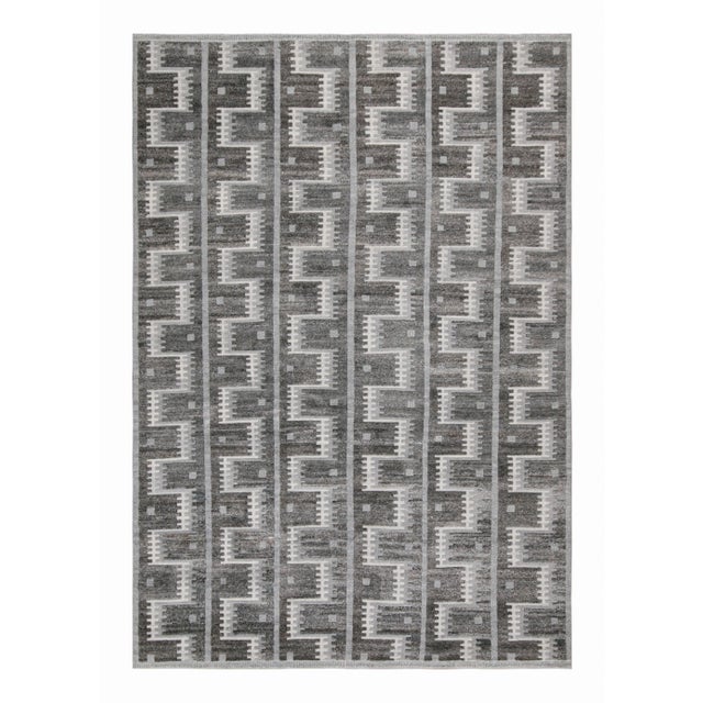 Gray 2010s Rug & Kilim’s Scandinavian Style Outdoor Rug With Gray Geometric Patterns For Sale - Image 8 of 8