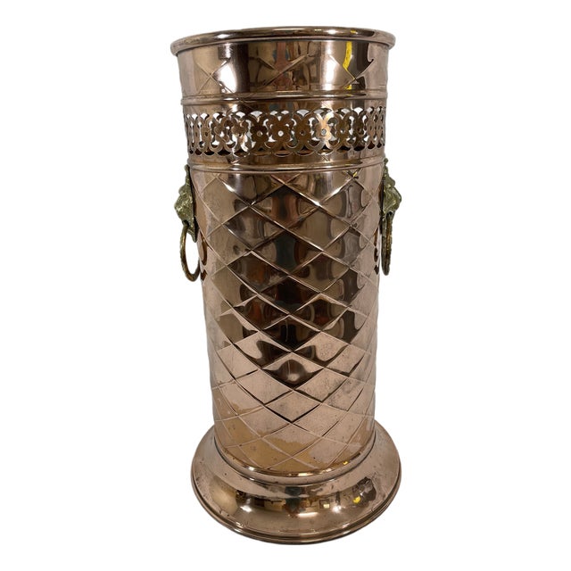 Mid 20th Century French Copper Umbrella Stick Stand For Sale
