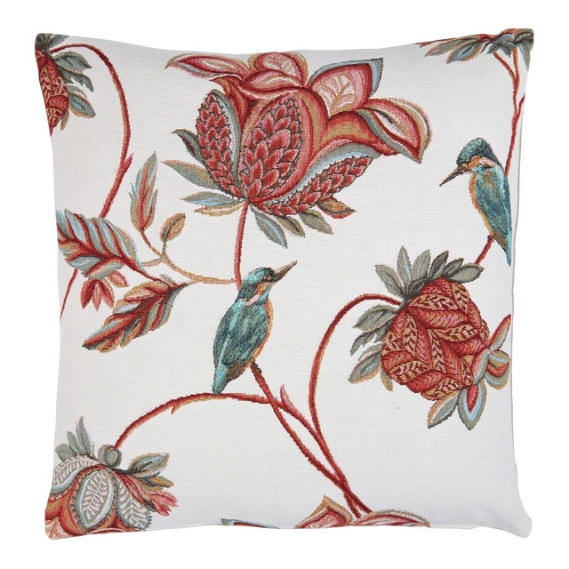 Exotic Kingfishers Tapestry Cushion With Feather Filler - 46x46cm (18"x18") For Sale