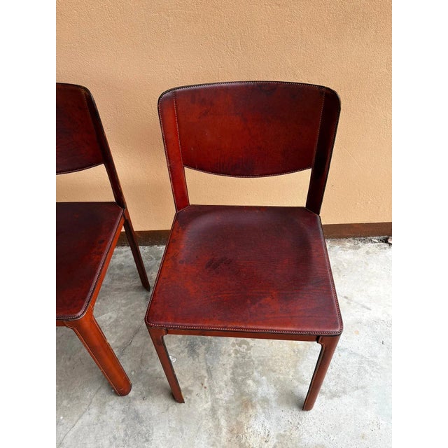 Matteo Grassi Vintage Red Leather Chairs from Matteo Grassi, 1990s, Set of 4 For Sale - Image 4 of 11