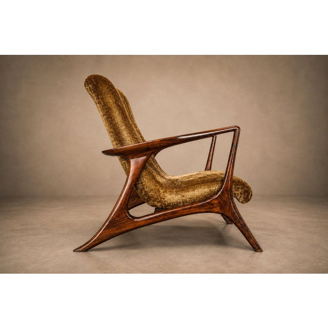 Brown Vladimir Kagan Lounge Chair in Brazilian Rosewood & Velvet, Brazil, 1958 For Sale - Image 8 of 18