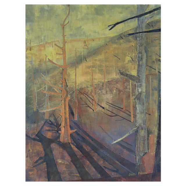 Jose Palou, Imaginary Landscape, 1950s, Oil on Canvas For Sale