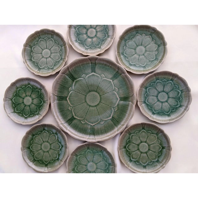 I'm extremely pleased to offer for sale this gorgeous and rare 9 piece collection of gently used Thai Celadon jade green...