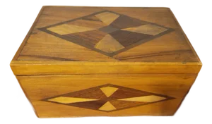 Vintage Tramp Art Marquetry Jewelry Box