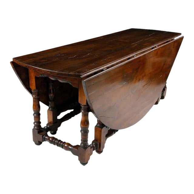 19th Century English Yew Wood DropLeaf Gate Leg Dining Table Chairish