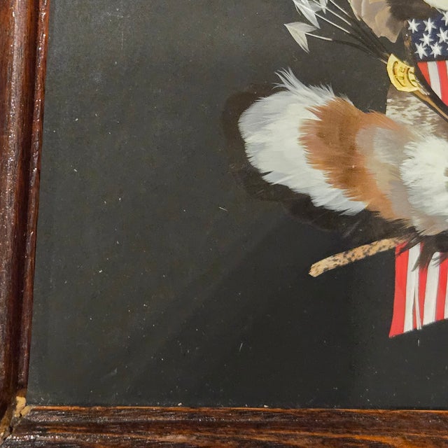 Antique Victorian Feather Art American Federal Patriotic Eagle & Flag Untouched Estate Condition C. 1880-1900 For Sale - Image 4 of 18