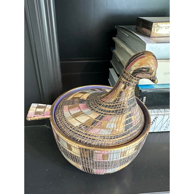 Vintage Aldo Londi Bitossi Seta Italian Pheasant Bird Lidded Compote Bowl For Sale - Image 15 of 18