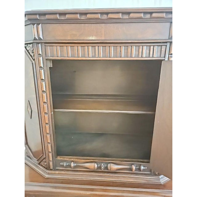Traditional Renaissance Revival Style Carved Cabinet With Diamond Inlay For Sale - Image 3 of 9