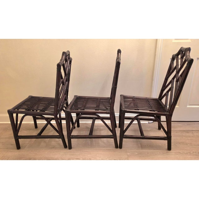 Chocolate Vintage Chinese Chippendale Organic Bamboo Dining Chairs -Set of 6 For Sale - Image 8 of 18