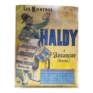 Original Antique Les Montres Haldy Pocket Watch Horology Retailer French Poster