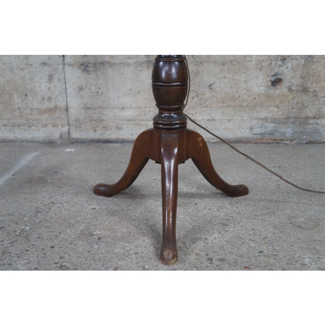 Antique English Mahogany Ribbed Tripod Torchiere Candle Stand Floor Lamp For Sale - Image 10 of 12