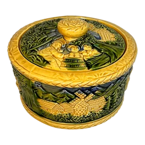 Vintage Majolica Biscuit Container Styled After George Jones