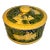 Vintage Majolica Green and Yellow Biscuit Container Styled After George Jones For Sale