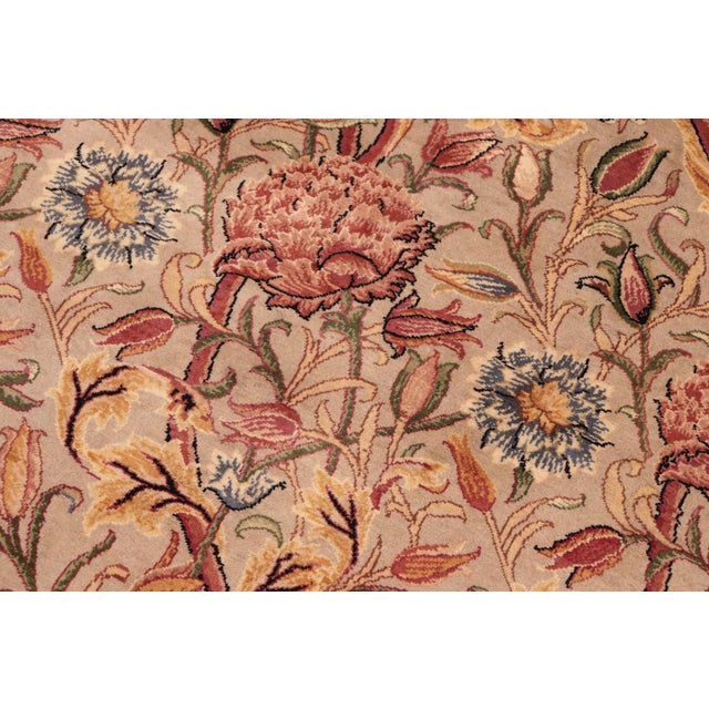 Shabby Chic Floral 1990's Pak-Persian Taupe/Gold Wool Rug - 5'11'' X 9'1'' For Sale In New York - Image 6 of 9