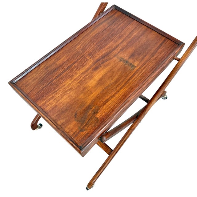 Mid-Century Danish Modern Teak Folding Serving Cart For Sale In Philadelphia - Image 6 of 9