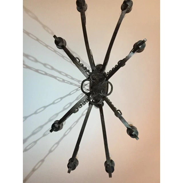 Black 18th Century Hand-Forged & Hammered French Iron Chandelier For Sale - Image 8 of 9