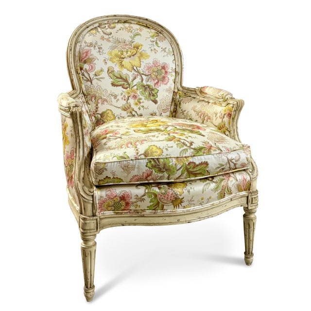Vintage French Bergère Armchairs by Yale R. Burge For Sale In Chicago - Image 6 of 12