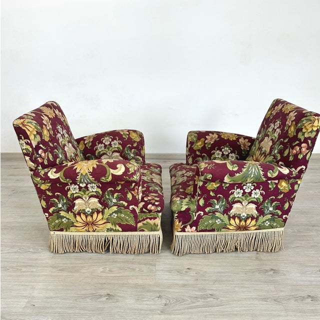 French Napoleon III Style Armchairs With Fringes - A Pair For Sale - Image 3 of 9
