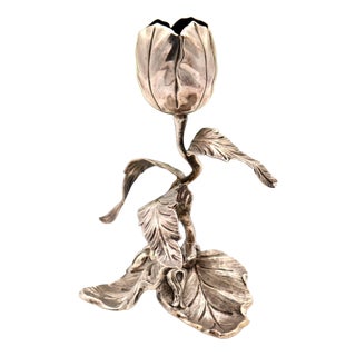 Silver Toothpick Holder with Bulb-Shaped Chalice For Sale