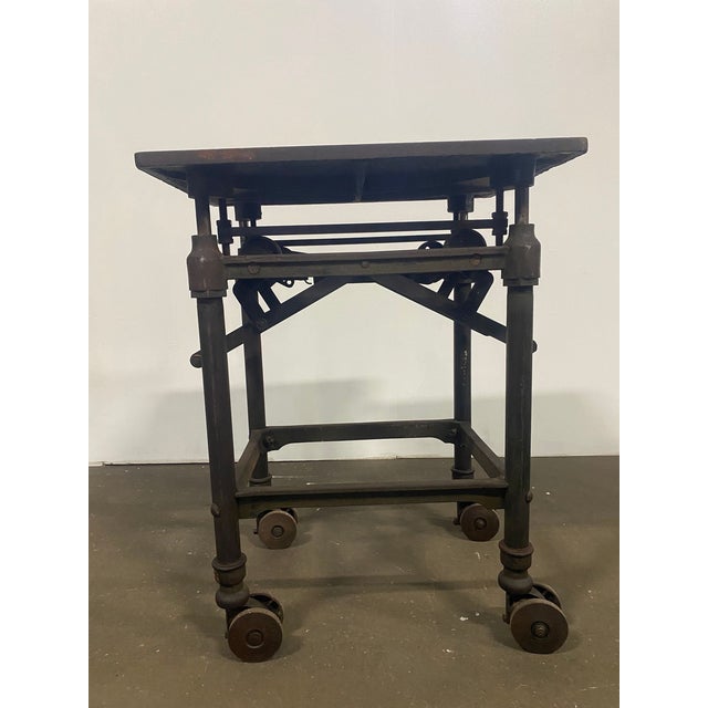 Industrial Turn of the 20th Century Adjustable Printers " Turtle" Table For Sale - Image 3 of 14