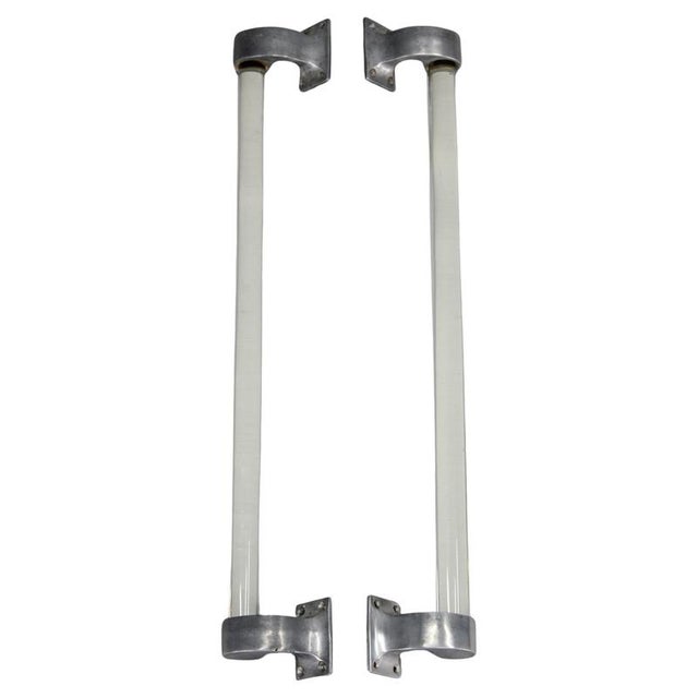 Vintage Art Deco Clear Glass Handles with Metal Mounts, 1930s, Set of 2 For Sale - Image 10 of 10