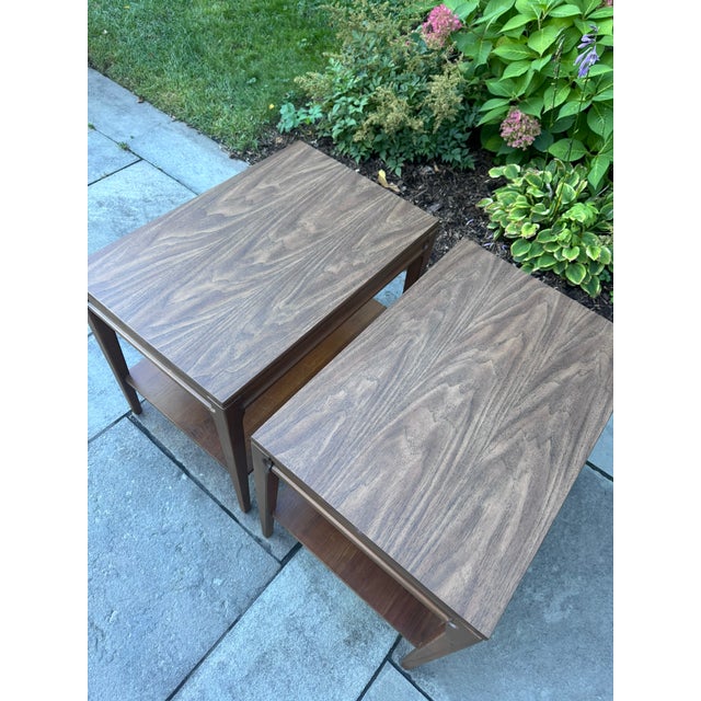 Mid-Century Modern 1960s Mersman Mid-Century Modern Walnut Two-Tier End Tables - A Pair For Sale - Image 3 of 17
