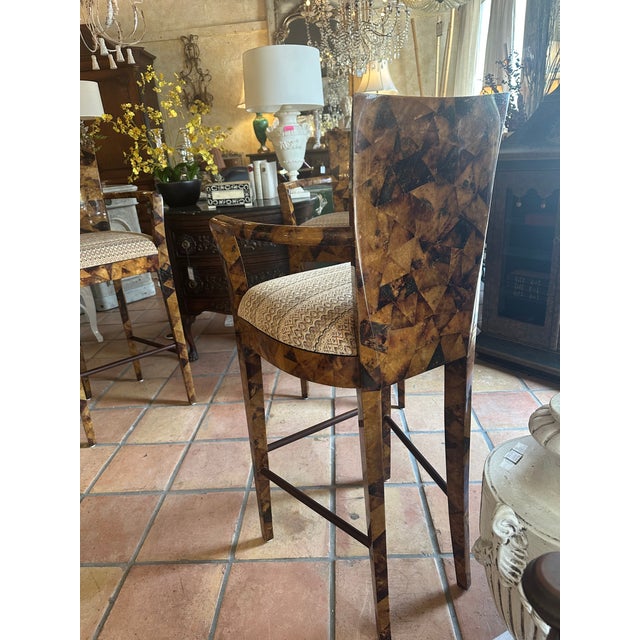 1980s Lacquered Coconut Shell Bar Stools, Set of 3 For Sale - Image 13 of 16