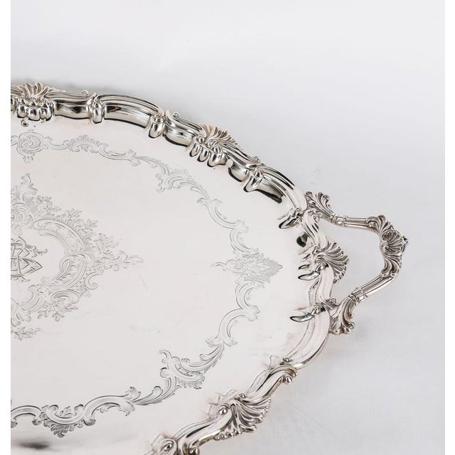Antique Victorian Oval Silver Plated Tray by Thomas Bradbury & Sons, 19th Century For Sale - Image 10 of 18