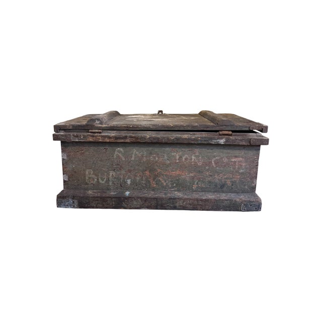 Brown Antique Industrial Wooden Storage Chest from R. Morton & Co, Burton-on-Trent, 1890s For Sale - Image 8 of 11