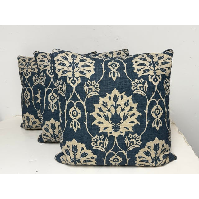 Textile Bespoke Floral Damask Throw Pillows, Set of Three For Sale - Image 7 of 12