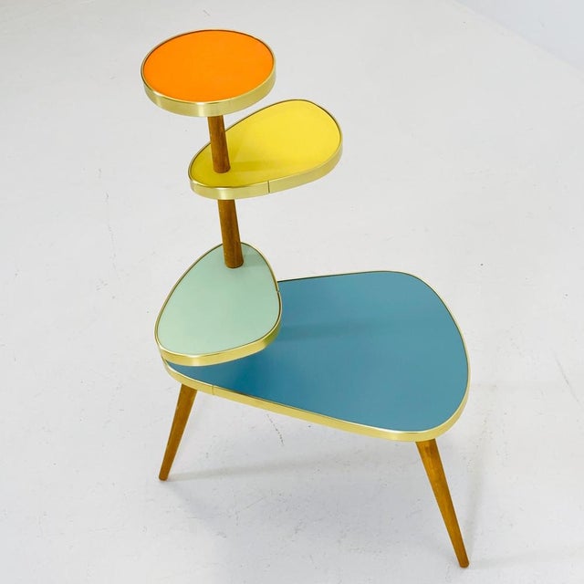 Blue Large Mid-Century Minimalist Plant Stand, Germany, 1950s For Sale - Image 8 of 11