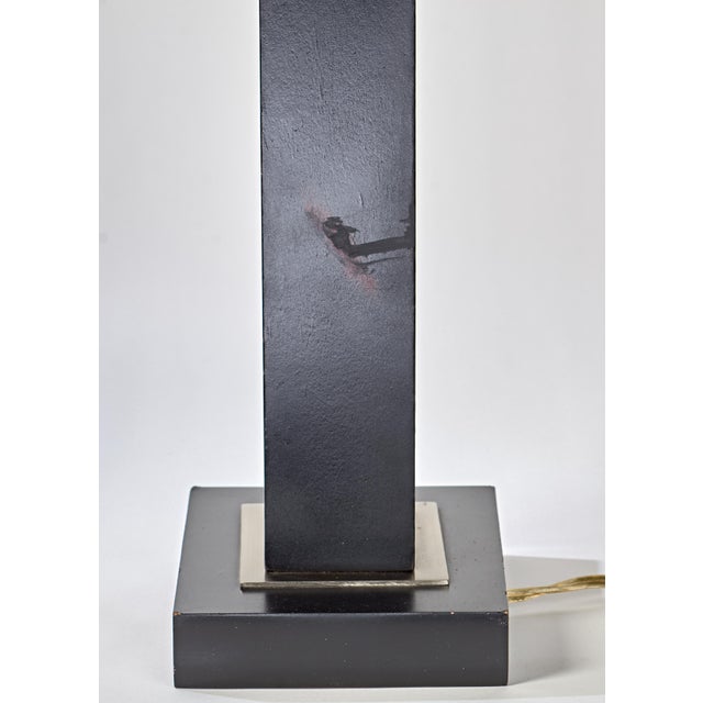 1980s Pair of Black and Chrome Table Lamps With Cream Rectangular Shades For Sale - Image 10 of 12