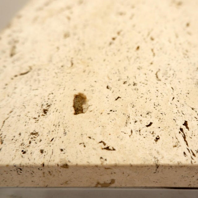 Mid-Century Travertine and Chrome Coffee Table attributed to Metaform, 1960s For Sale - Image 6 of 7