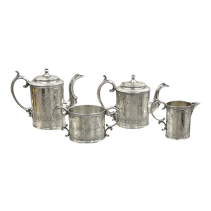 Early 20th Century j.f. Curran & Co Victorian Silver Plated Small Coffee Tea Set - 4 Pieces