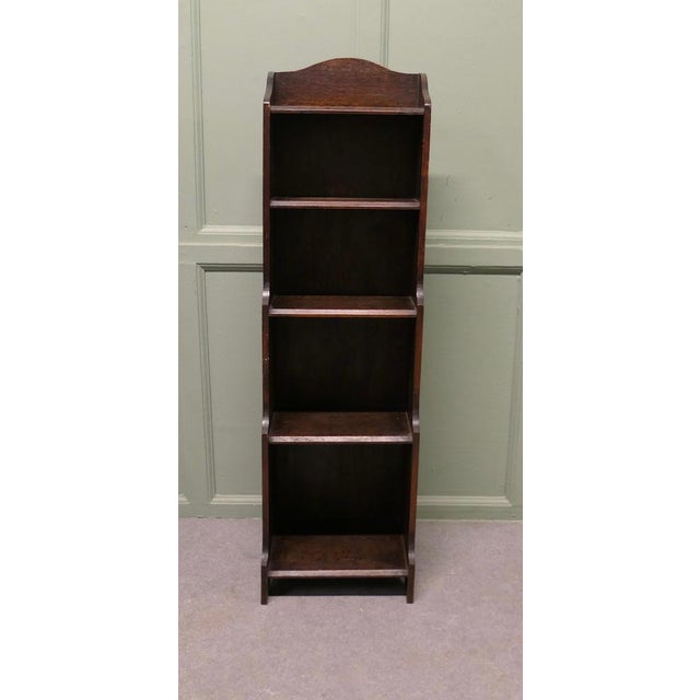 1900 - 1909 Art Deco Slim Bookcase in Golden Oak, 1900 For Sale - Image 5 of 8