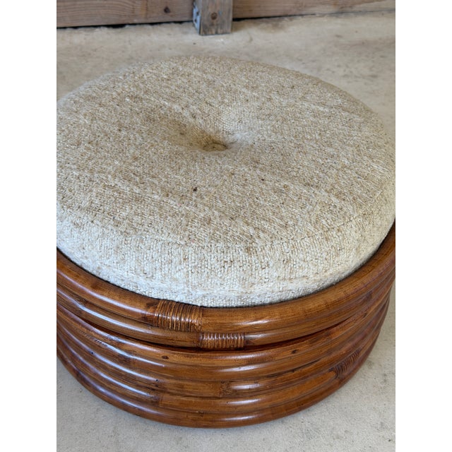 Vintage Restored Stacked Bent Rattan Ottoman or Footstool Manner of Paul Frankl For Sale - Image 10 of 12
