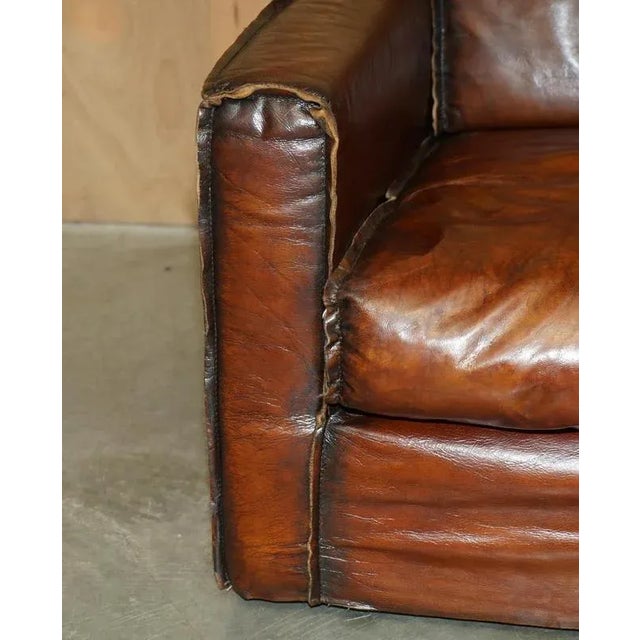 Brown Art Deco Whisky Brown Leather Club Armchairs, Set of 2 For Sale - Image 8 of 18