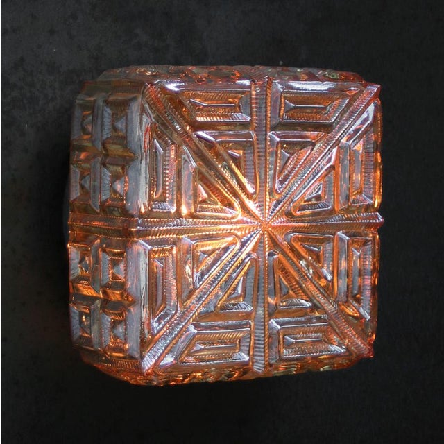 Mid-Century Modern Square Amber Glass Flush Mount For Sale - Image 10 of 11