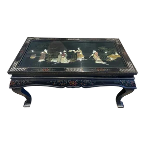 Vintage Black Lacquer Chinoiserie Collapsible Coffee Table