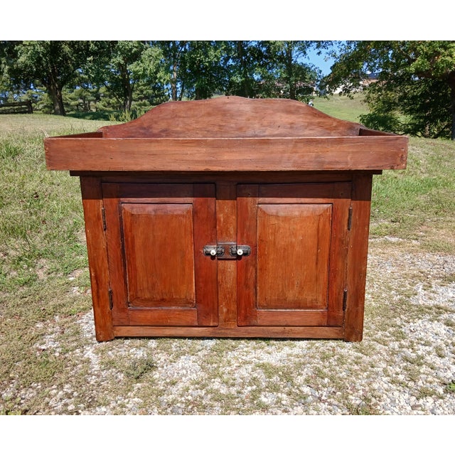 American Antique Early Pennsylvania Primitive Cherry Dry Sink Hand Crafted 1840s For Sale - Image 3 of 13