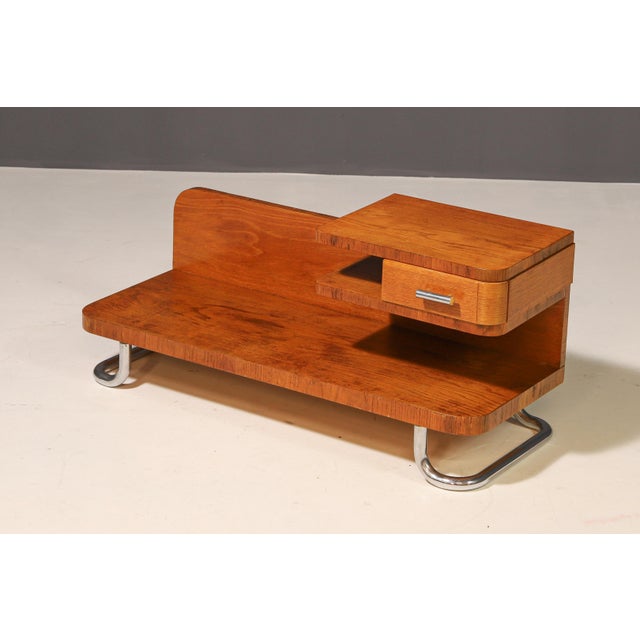 Brown Functionalist Night Table, Kovona, 1940s For Sale - Image 8 of 11