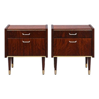 Vintage Nightstands with Brass Details, Set of 2 For Sale