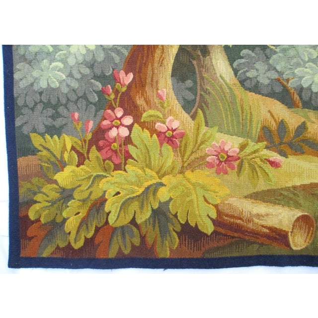 Green Decorative Aubusson Tapestry For Sale - Image 8 of 9