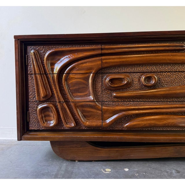 Witco Rare MCM Pulaski Contour 70 Witco Tiki Style 1960s Credenza For Sale - Image 4 of 10