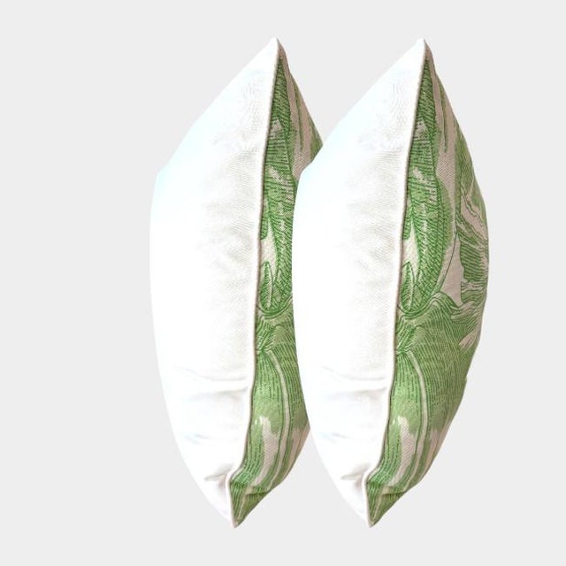 Chippendale Pair of 24'' Meg Braff Green Pillows For Sale - Image 3 of 5